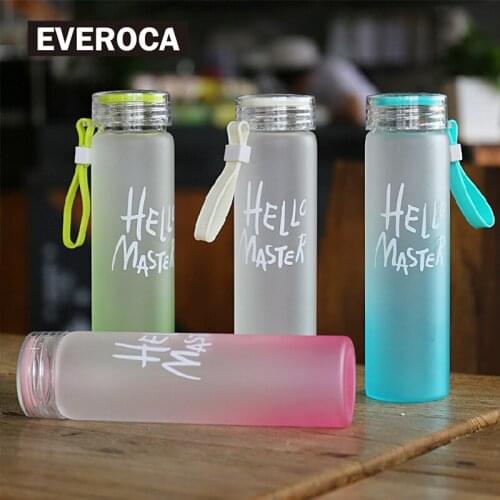 Water Glass Transparent Frosted Gradient Colorful Glass Glass Water Bottle Portable Heat-resistant Water Cup Outdoor Supplies