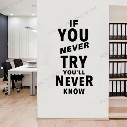 If You Nerver Tay..Inspirational Office Quotes Phrase Vinyl Wall Sticker Decals For Living Room Classroom Office Wallpaper rb700