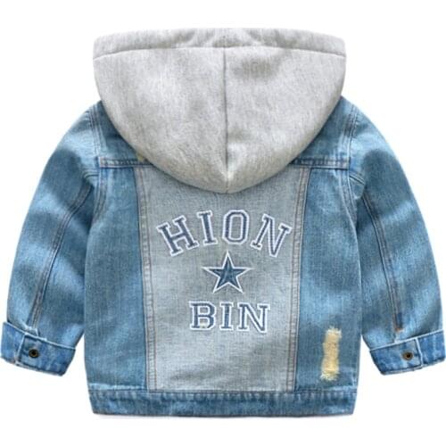 Spring Childrens Clothing Hooded Outerwear Windbreaker Denim Jackets For Boys Autumn Baby Kids Jeans Coats