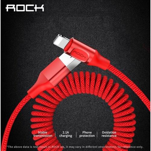 ROCK Retractable USB Cable for iPhone Cable for Lighting Fast Charging Stretchable for iPhone XS Max XR X 8 7 6 5 Plus iPad iOS