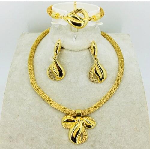 High quality Italian gold colored jewelry for womens African bead jewelry jewelry fashion necklace earrings bracelet jewelry