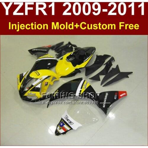 DIY yellow body parts for YAMAHA fairings YZFR1 2009 2010 2011 Injection mold YZFR1 09 10 11 12 R1 bodyworks YZF1000 R1+7Gifts