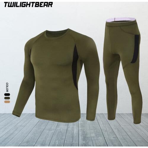 Winter Mens Thermal Underwear Suit Fleece Warm Breathable Sports Underwear Set Men High Elastic Quick Drying Long Johns AJ155
