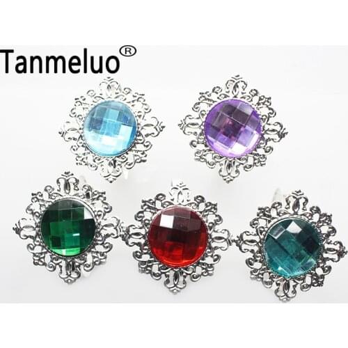 12pcs Bling acrylic napkin ring holders table acrylic serviette holder for dinner appliance strass decoration servet ring