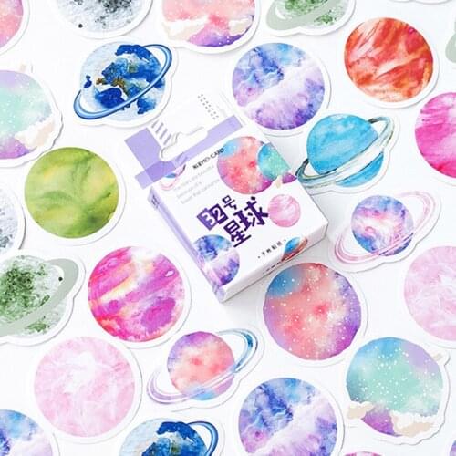 20packs/lot Creative Hand Account 32 Planet Decoration Boxed Stickers Students Use Toy Stickers Dairy Sticker