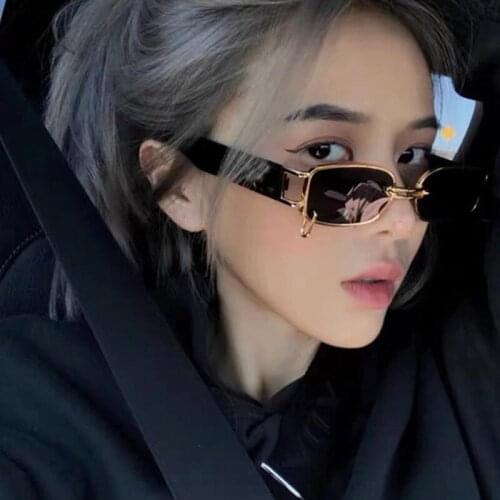 2021Sunglasses Fashion Style Wearing Earrings Small Sunglasses Street Photography Trend Cool Fashion Travel Essential UV400