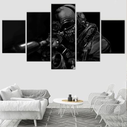 No Framed Canvas 5Pcs Call of Duty Soldier Ghosts Game Wall Art Posters Pictures Paintings Home Decor for Living Room Decoration