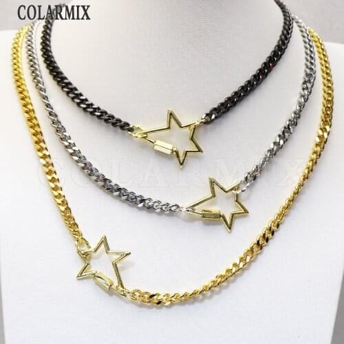 5 pieces Star pendants necklace fashion metal big link chain necklace mix colors necklace for women 9691