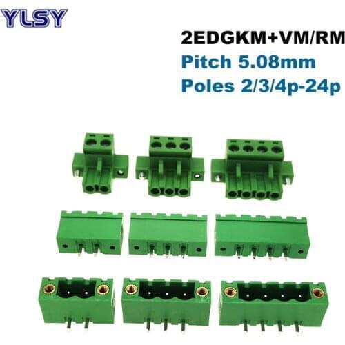 5Pcs Pitch 5.08mm Pluggable PCB Screw Terminal Block Connector Male/Female Morsettiera 2EDGKM+VM/RM 2/3/4/5/6/8/10/12P Bornier