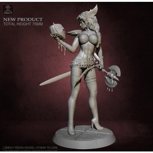 75mm Resin model kits Female Axe Soldier self-assembled TD-2359