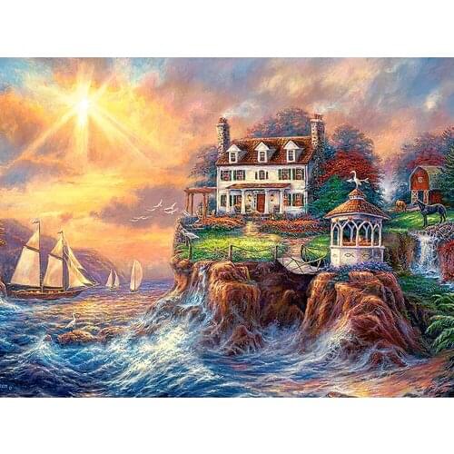 Diamond Painting Full drill square/round Sailboat sea view Mosaic DIY Diamond Painting Cross Stitch Embroidery Home Decor