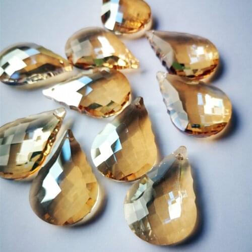 Free Ring 12pcs 50mm Crystal Marquis Champange Suncatcher Chandelier Faceted Lighting Pendant Glass Lamp Part For Christmas Tree