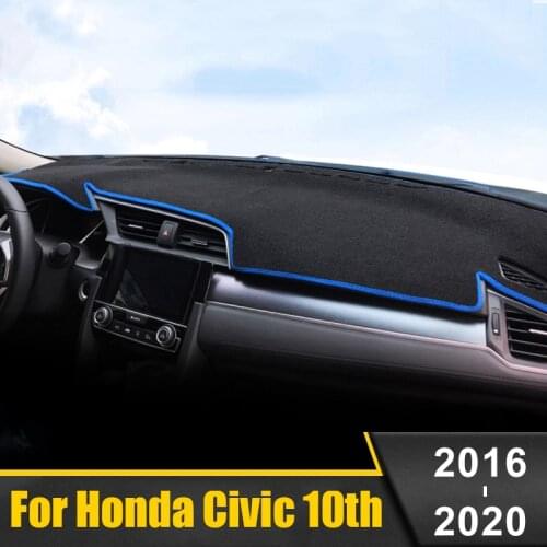 For Honda Civic 10th 2016 2017 2018 2019 Car Dashboard Cover Mat Avoid Light Pad Instrument Panel Carpets Anti-UV Accessories