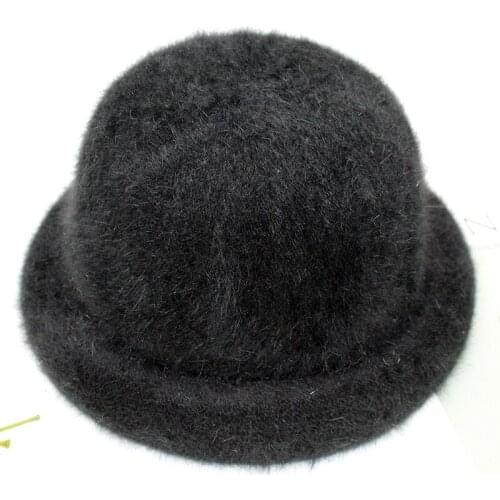 Rabbit fur Elegant Women Hat Dome Short Brim Hats Female British Retro Autumn Winter Basin Cap Rabbit fur Hat RC2070