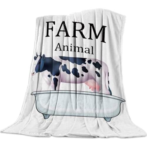 Flannel Throw Blanket Farm Animal Cow Bathing Cozy&Soft Plush Blankets for Bed Couch Living Room Sofa Chair