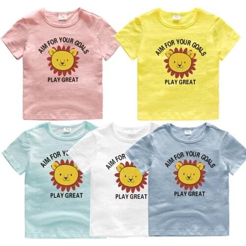 Summer new boys' T-shirt 100% cotton top cartoon cute girls' T-shirt boys' housewear girls' housewear kids' Sports Top