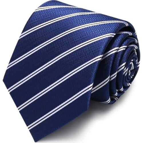 High Quality 2020 Designer New Fashion Blue Floral Striped 8cm Ties for Men Necktie Wedding Business Formal Suit with Gift Box