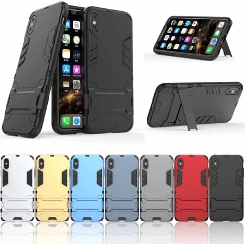 For Iphone X XS XR Hybrid Armor Rubber Phone Case Anti-Knock Hard Plastic Robot Slim Back Cover For Iphone XS Max Stand Coque