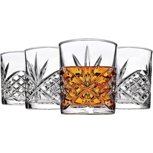 Hellodream lead-free classic design whiskey glass old fashioned glass for whiskey scotch Set of 4-11.49 oz