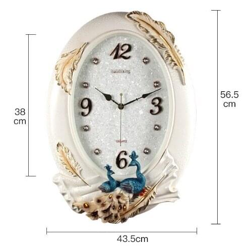 Creative Retro Wall Clock Living Room Bedroom Wall Decoration Clocks Craft Birds Peacock Ornaments Wall-mounted Clocks Pendulum
