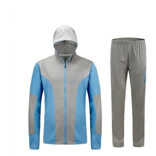 Summer Men Hiking fishing clothing sun protection clothing long sleeved hooded fishing shirt breathable wicking UV protection