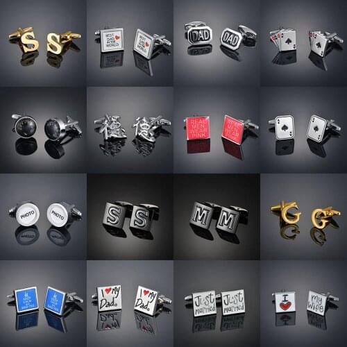 Fashion mens French shirt Cufflinks gold silver Color letter Cufflinks shape Cufflinks