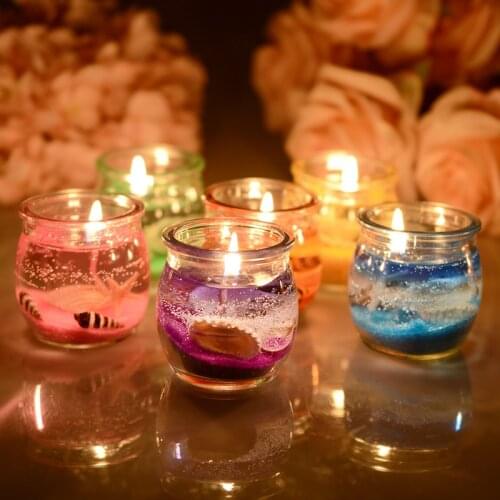 "Marine Jelly Candle Jar Ocean Shells Romantic Decorative Scented Candles with Glass for Valentines Wedding Birthday Gift Shape"