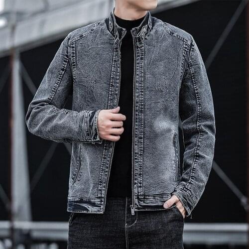 2022 Mens Autumn New Fashion Stand Collar Casual Denim Jacket