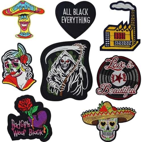 God of Death Iron On Patches Sewing Embroidered Applique for Jacket Clothes Stickers Badge DIY Apparel Accessories