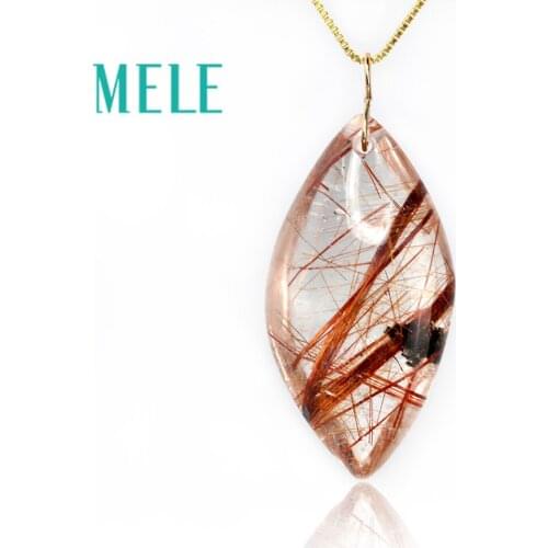 Natural garden crystal real 18k gold pendant for women and man,red color water drop shape ghost hairstone jewelry