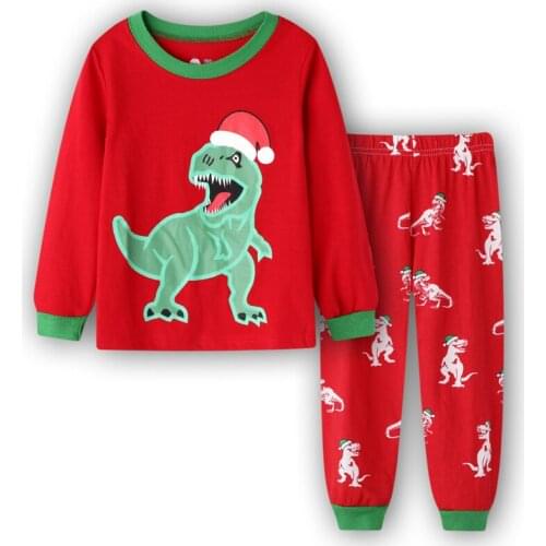 New Children LongSleeve Pajamas Sets Kids Boys Girls Cartoon Clothing Baby Nightwear Christmas Pyjamas Dinosaur Sleepwear