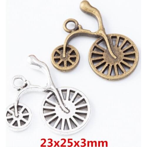 25 pieces of retro metal zinc alloy bicycle pendant for DIY handmade jewelry necklace making 7602