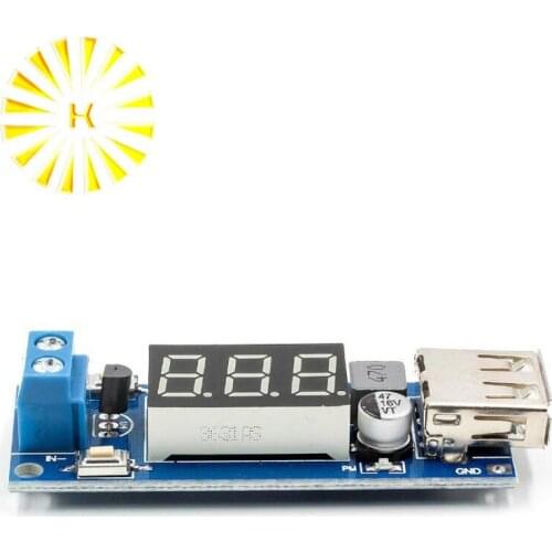 DC DC Step Down Converter LED Display Voltmeter + 5V USB Charger Power Supply Module Board Buck Port 6.5-40V To 5V 2A Connector