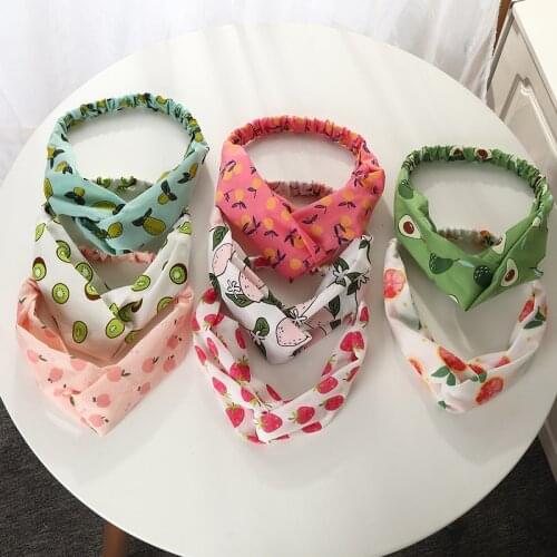 Summer Bohemia Style Headbands Cute Fruit Print Chiffon Elastic Hair Bands Strawberry Avocado Bandana Women Hair Accessories