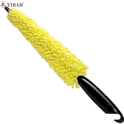 Practical Car Wheel Brush Wheel Rims Tire Washing Brush Vehicle Cleaning Brush Auto Scrub Brush Car Wash Sponges Plastic Handle