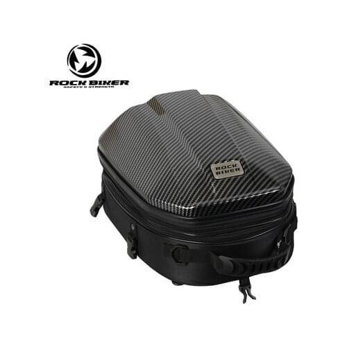 ROCK BIKER Motorcycle Rear Seat Bag Carbon Fiber Knight Bags Fuel Hard Shell Helmet Bag Double Shoulder Waterproof Saddlebag