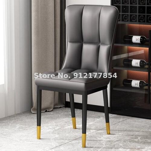 Light luxury nordic dining chair modern home restaurant leather backrest stool simple dining table and chair bedroom living room