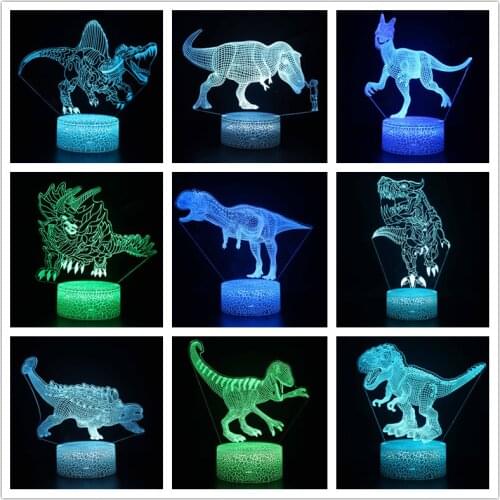 Dinosaur Series 3d Lamp Luminous 7 Color Change Nightlight for Kids Birthday Gift Touch Remote Control Crative Home Decor