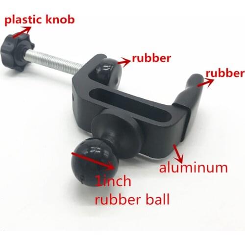 Heavy Duty Replacement C-Clamp Mount w/1" Rubber Coating Ball for Rails/Poles/Bar & Music Microphone Mic Stands for gopro hero
