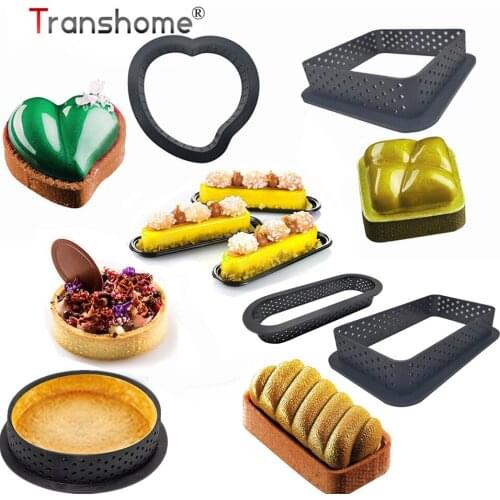 Transhome 10pcs Mousse Cutter Oval /Round Shape 8-14cm Silicone French Dessert Ring Bakeware Cutter Mold Baking Tools For Cakes