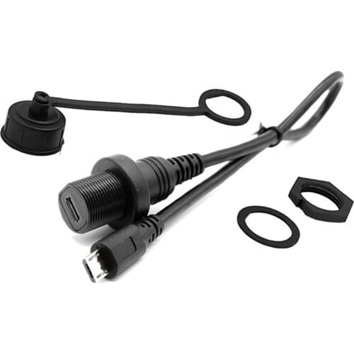 Micro USB 2.0 IP67 Waterproof Cable,Micro-USB 5pin IP 67 Male to Female Panel Mount Water Proof Connector Extension cord 30cm 1m