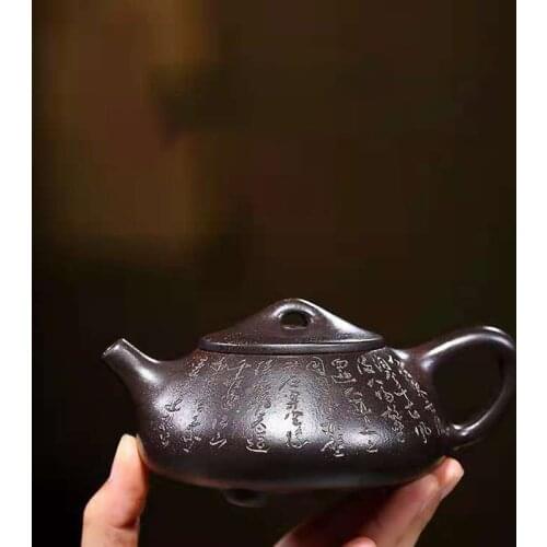 Yixing Purple Clay Pot Original Black Diamond Ball Kong Jingzhou Stone Scoop Pot Kung Fu Teapot Tea Set