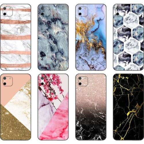 Black tpu Case For OPPO Realme C11 C20 C21 Case Back Cover Bumper Luxury Marble Stone style
