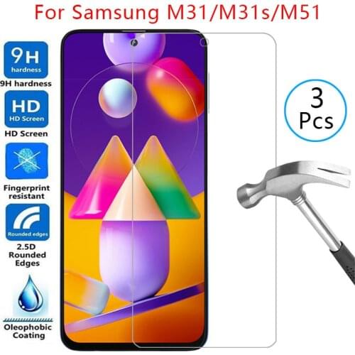 Tempered glass screen protector for samsung m31s m31 m51 case cover on galaxy m 31s 31 s 51 31m 51m protective phone coque bag