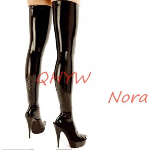 Handmade Women Sexy Costumes Latex Stockings Socks Fetish Long Step Foot Sexy Lingerie for Women Cosplay Costumes