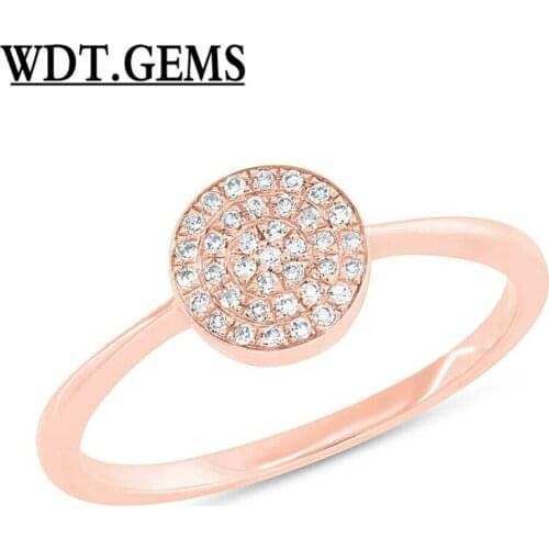 Womens 0.11CT 10K White Gold Natural Round Diamond Pave Circle Solitaire Ring