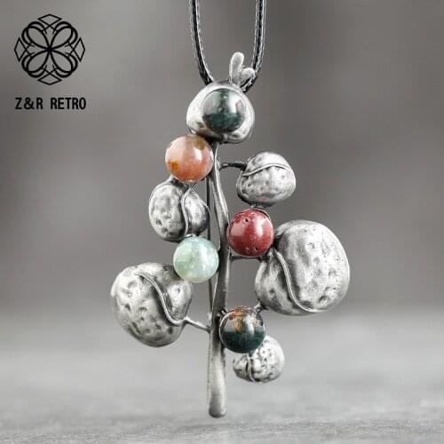 Z&R RETRO Pendant Necklaces Women Sweater Necklaces Vintage Colorful Leaf Necklace Best Friends Jewelry Neck Decoration Present