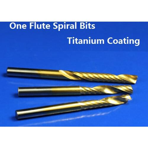 1pc 3.175mm SHK Titanium Coating Spiral PVC Cutter CNC Router Bits One Flute Spiral End Mills Single Flute End Milling Cutter