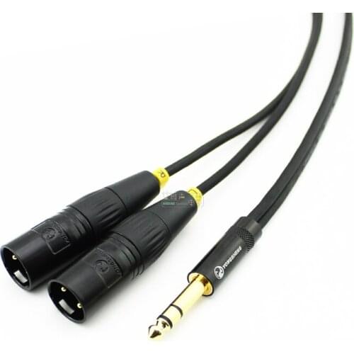 1Pcs Yongsheng Mixer Monitor 1 In 2 Out Mono Fever Audio Cable YS137NBG XLR 6.35 In-line Large Three-core XLR Male Connector
