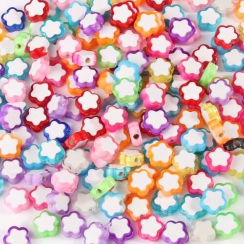 10*10*4mm Mixed Color Drop Oil Acrylic Beads Flower Shape Loose Spacer Beads for Jewelry Making Diy Bracelet Necklace Wholesale